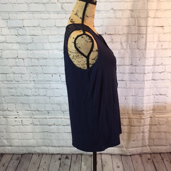 Banana Republic Navy Blue Top Woven Yoke Sleeveless Small - Picture 2 of 5